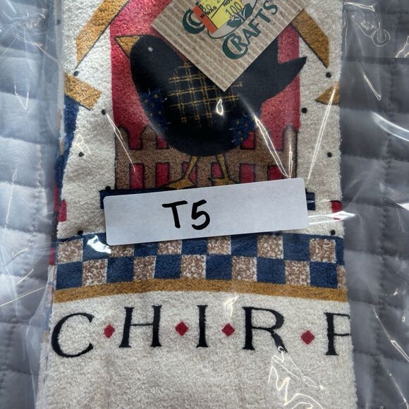 Vintage Kitchen Dish Towels Lot of 2 New NWT Primitive Bird Chirp Farmhouse T5 - Picture 6 of 6